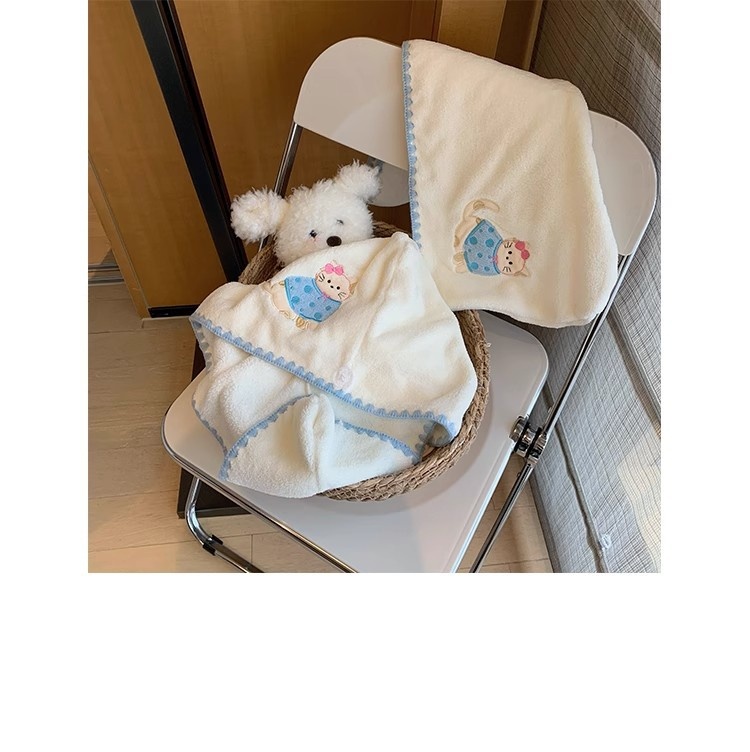 Lillian Cartoon Kitten Coral Fleece Drying Women, Super Absorbent Quick-Dry Hair Wrap, Thickened Home Towel Shower Cap For_voghion.com