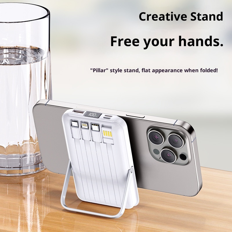 techglobe Wireless Magnetic Power Bank 10000mAh With Built-in Stand Convenient Portable Charger Custom Fast Charging_voghion.com