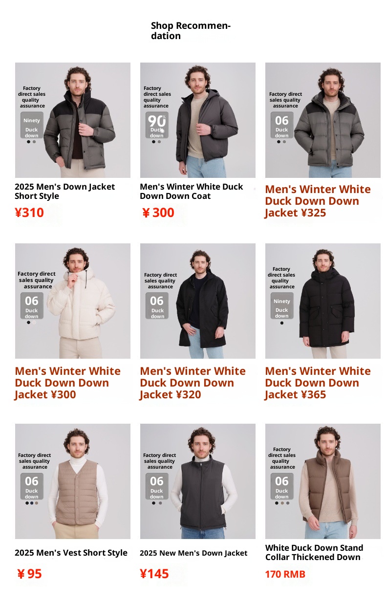 boy 2025 Jacket Short Style Autumn Winter Thickened Warm Stand Collar Men's Coat Wholesale 90% White Duck Down Filling_voghion.com