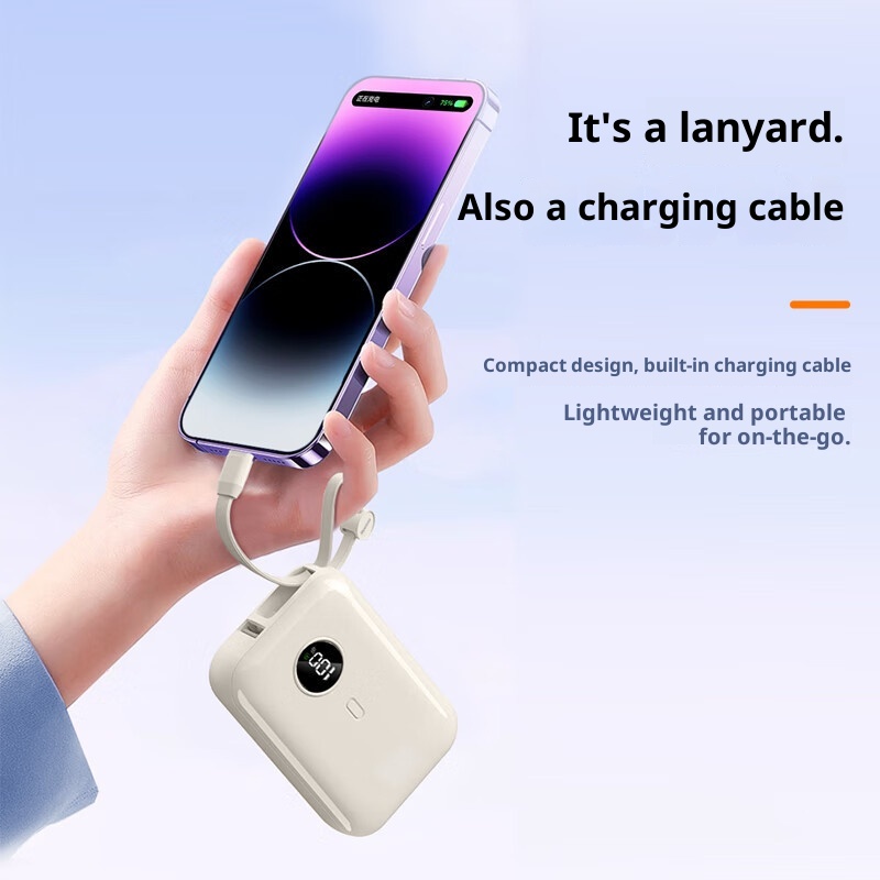 techglobe 3C-zertifizierte Mini-Powerbank mit integriertem Kabel, kompatibel mit Huawei 15/16, kompakt, tragbar, Schnellladefunktion_voghion.com