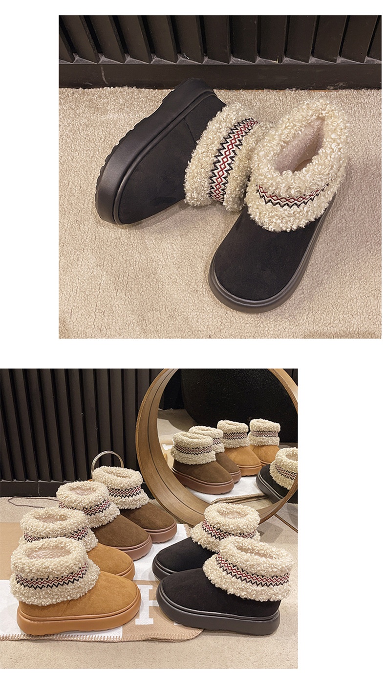 Zees Qidan Shoe Factory Women's Winter Snow Boots Korean Style Fleece-Lined Warm High-Top EVA Thick Sole Non-Slip Heel Cotton_voghion.com