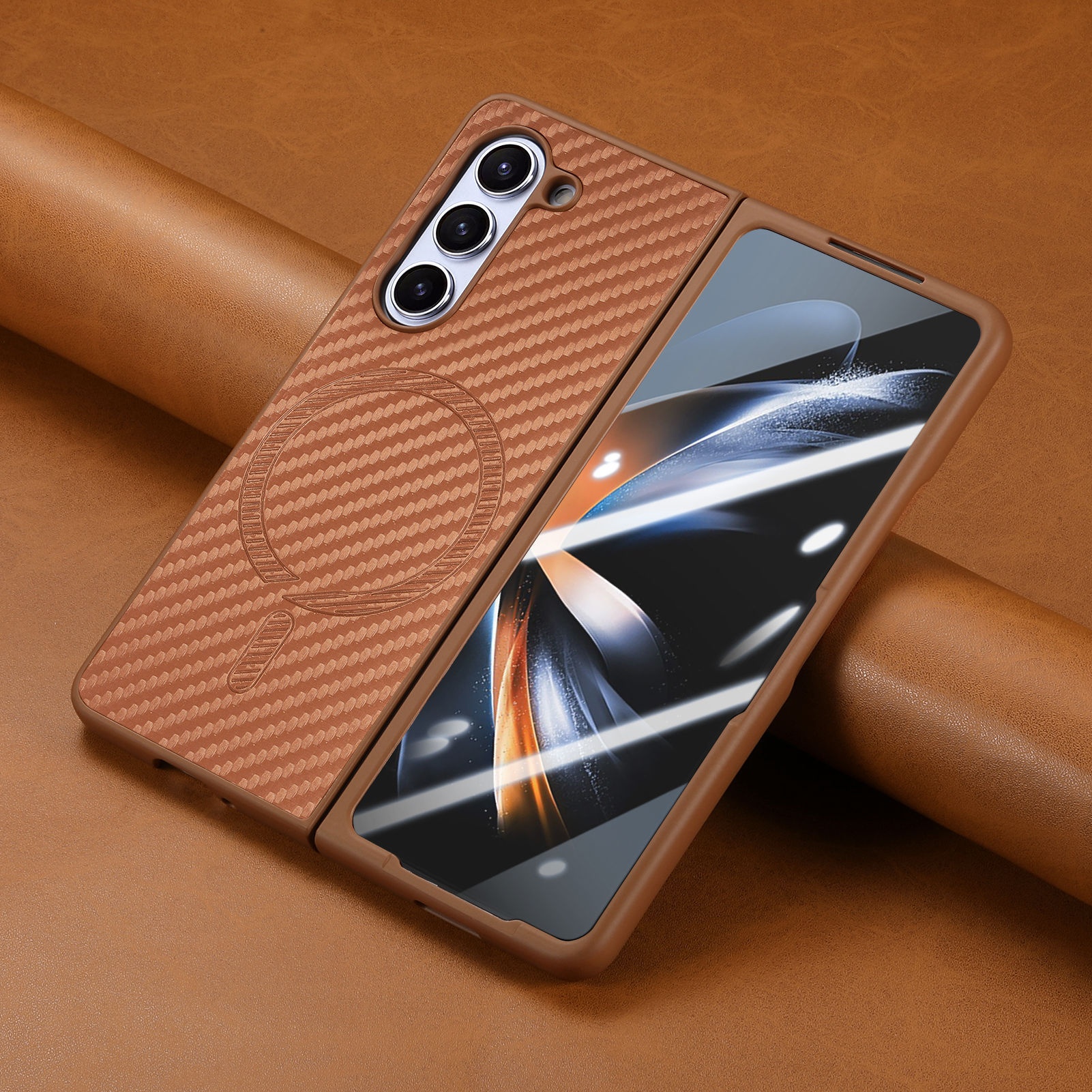 TechGlobe compatibile con Samsung Galaxy Fold6 custodia in fibra di carbonio con pellicola magnetica integrata Z Fold5_voghion.com