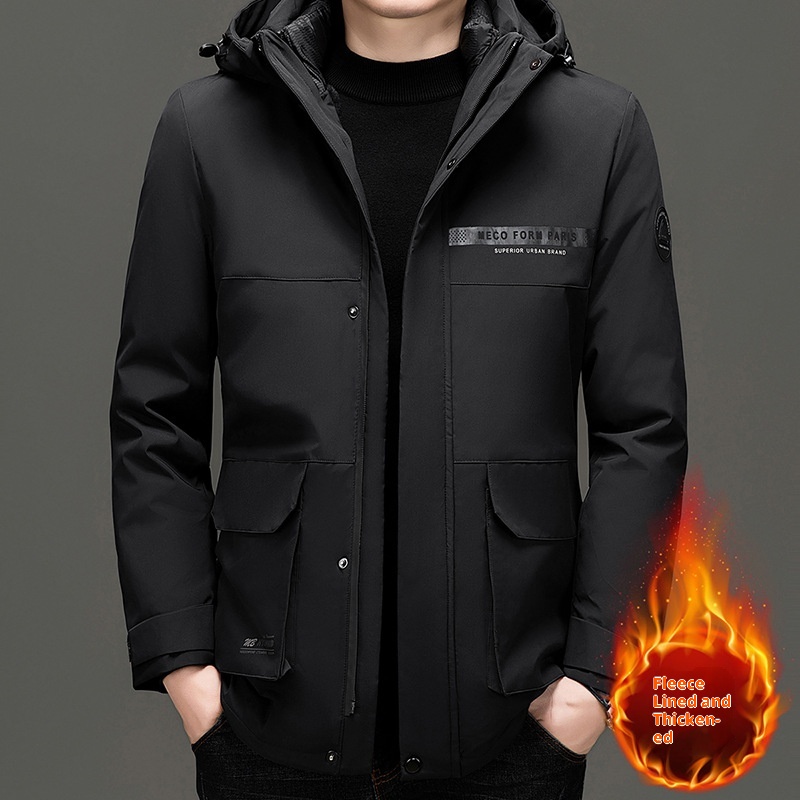 boy White Padded Detachable Goose Down Jacket Thickened Middle-aged And Elderly Winter Coat Men's Outerwear_voghion.com