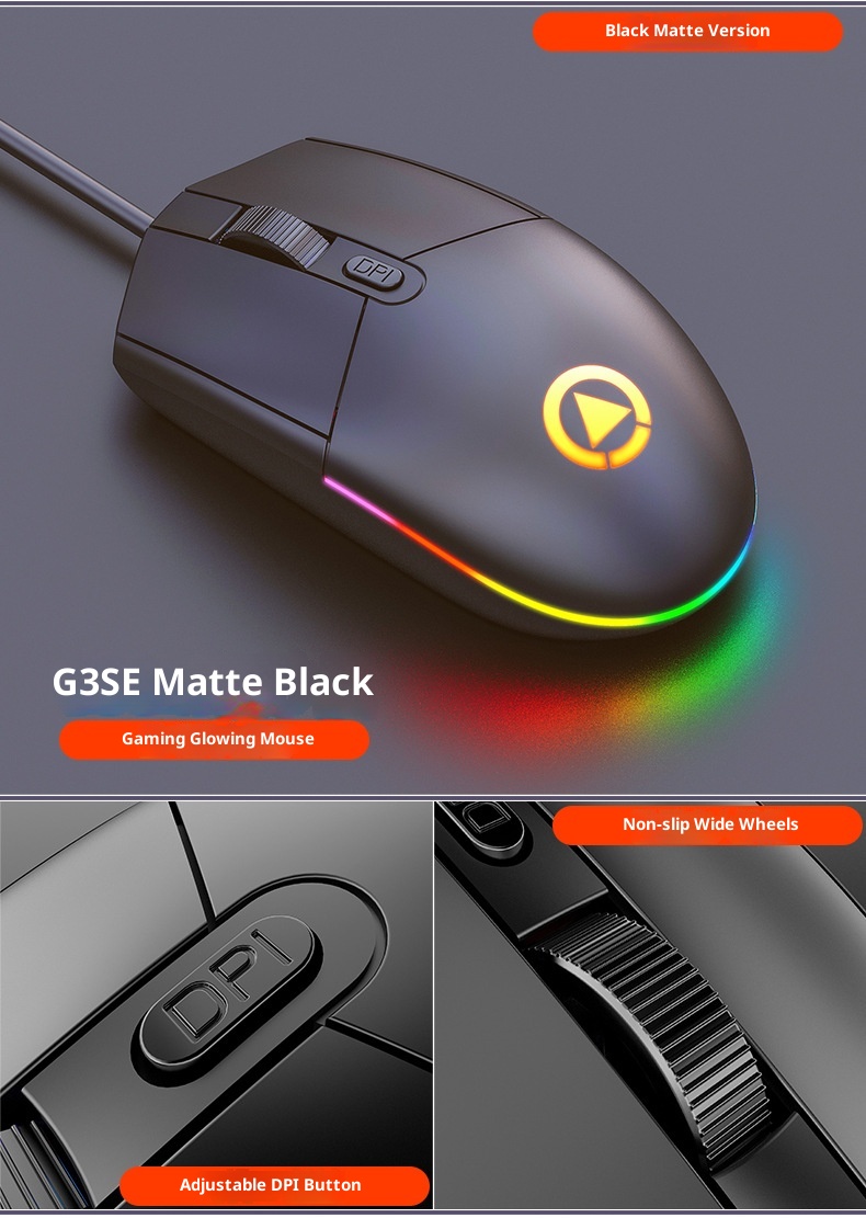Techglobe Silver Eagle G3SE Wired Gaming Mouse Business Office Home USB Optical Luminous Computer Peripheral Accessories Wholesale_voghion.com