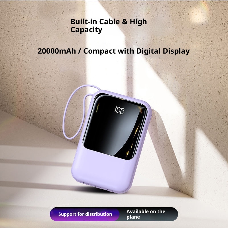 techglobe 20000mAh Gift Wholesale With Built-in Cable Digital Display Portable Large Capacity Power Bank_voghion.com