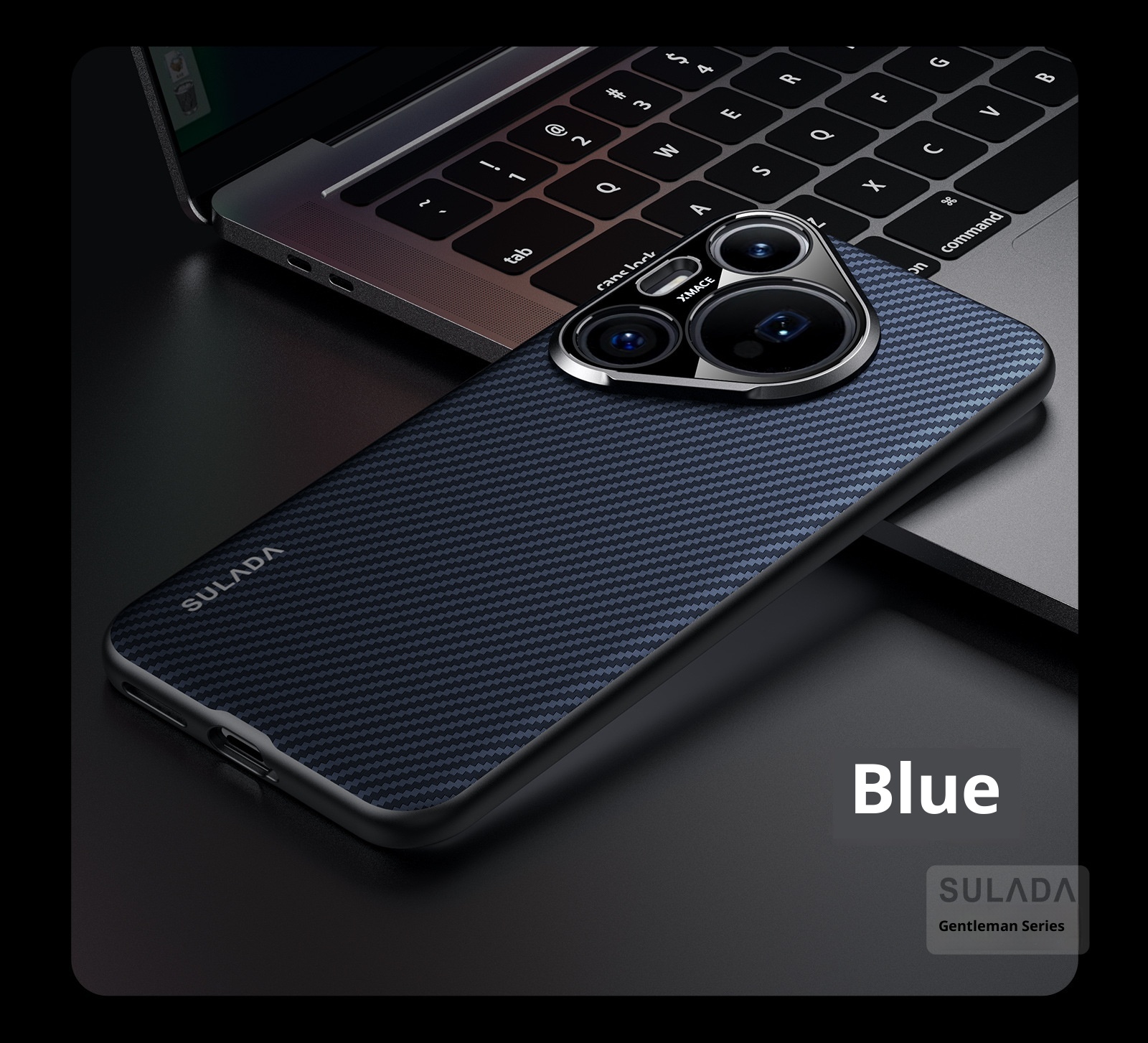 Capa para celular TechGlobe P70 com estampa de fibra de carbono Kevlar, modelo Gentleman, compatível com Huawei Pura70 e P70ultra._voghion.com