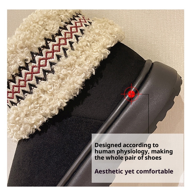 Zees Qidan Shoe Factory Women's Winter Snow Boots Korean Style Fleece-Lined Warm High-Top EVA Thick Sole Non-Slip Heel Cotton_voghion.com