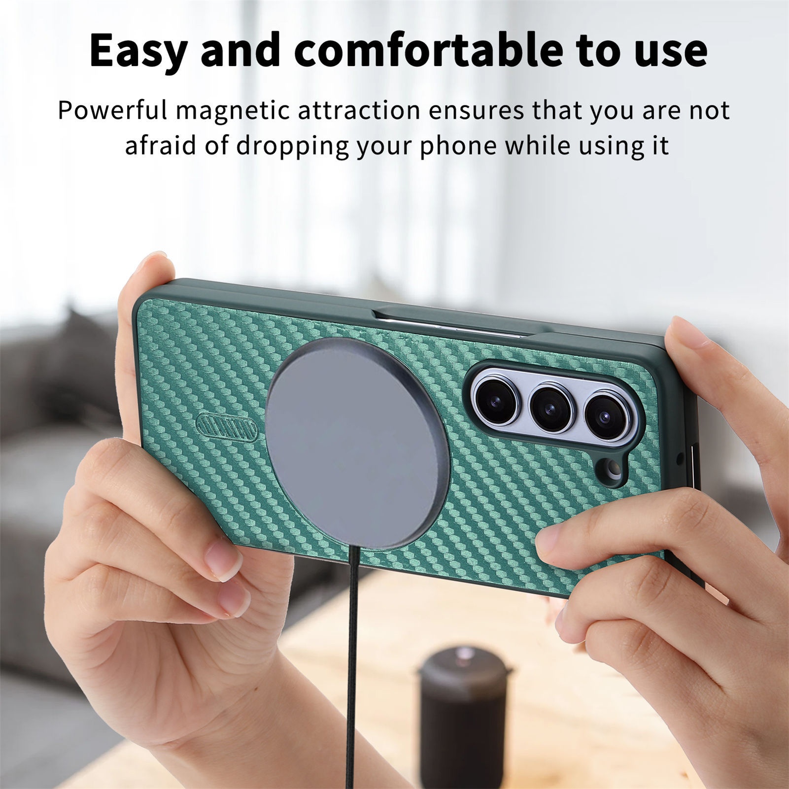 TechGlobe compatibile con Samsung Galaxy Fold6 custodia in fibra di carbonio con pellicola magnetica integrata Z Fold5_voghion.com