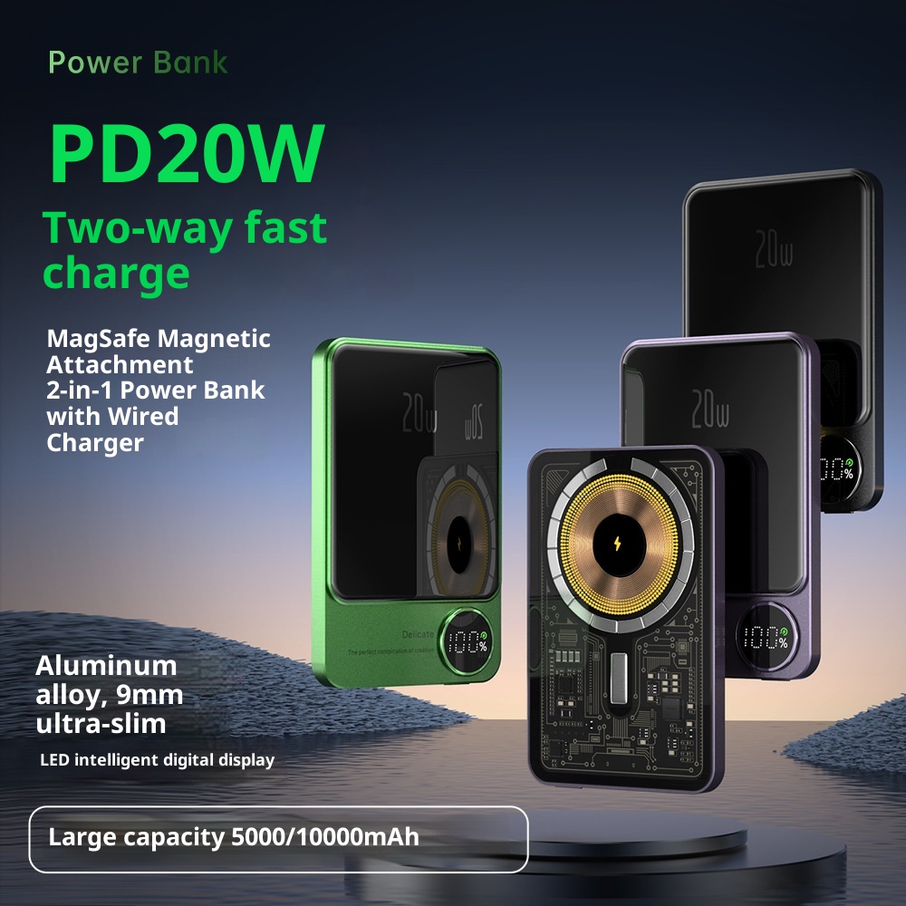 techglobe Magnetische Powerbank 10000mAh Ultradünn Praktisch Kabelloses Schnellladen Clip-on Mobile Power Großhandel_voghion.com