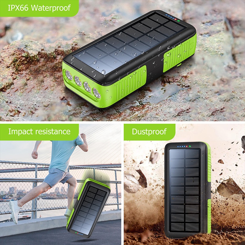 TechGlobe Hand Crank Solar Bank 61200mAh With Built-in Cable, Two-Way Fast Charging Power Pack PSE/METI_voghion.com