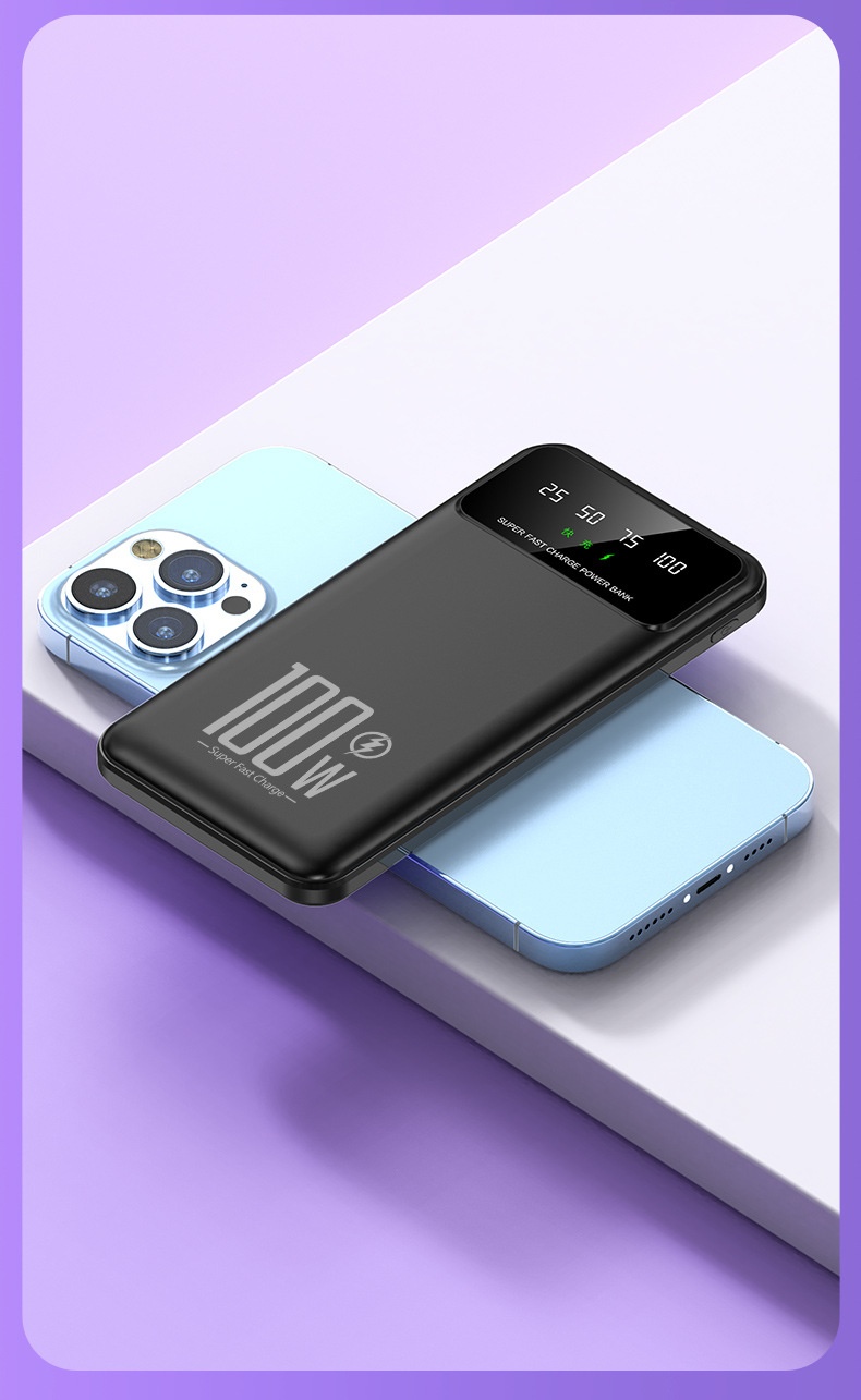 techglobe Super Fast Charging 100W Custom Gift Mini Built-in Cable Bank 20000mAh Wholesale Mobile Power Supply_voghion.com