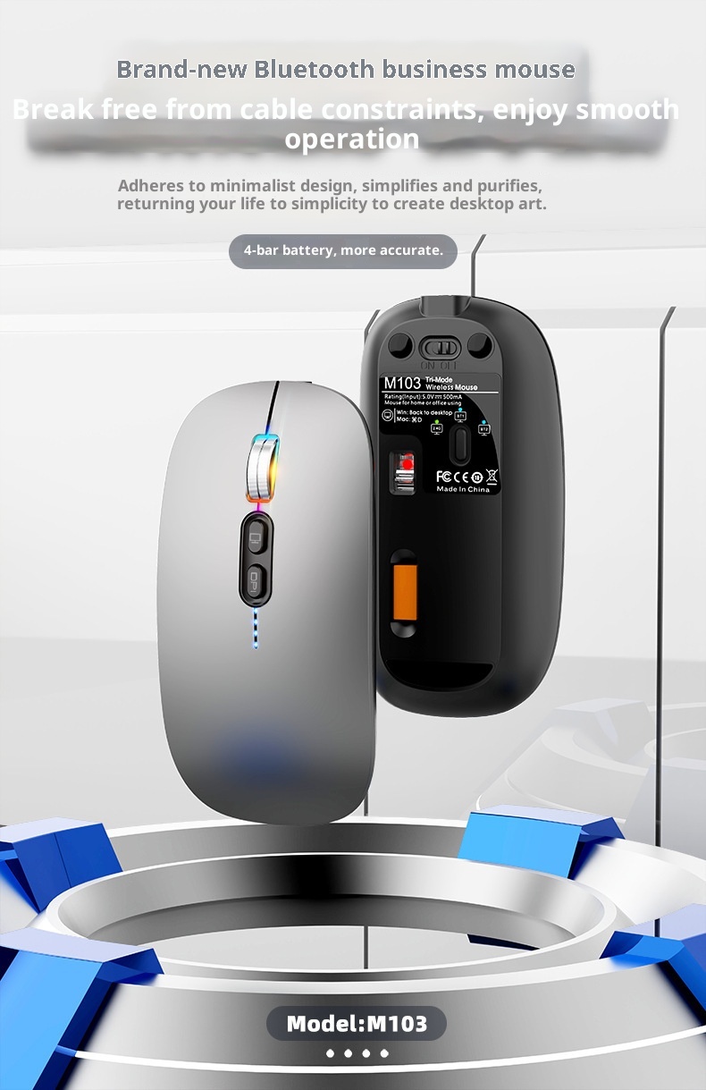 Digitex Digitex 2.4G Bluetooth Silent Portable Battery Display Desktop Laptop Universal Three-Mode Wireless Mouse_voghion.com