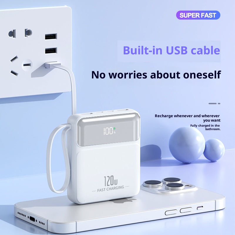 techglobe 3C-zertifizierte Mini-Powerbank mit ultraschnellem Ladekabel und großer Kapazität – kundenspezifische mobile Stromversorgung im Großhandel_voghion.com