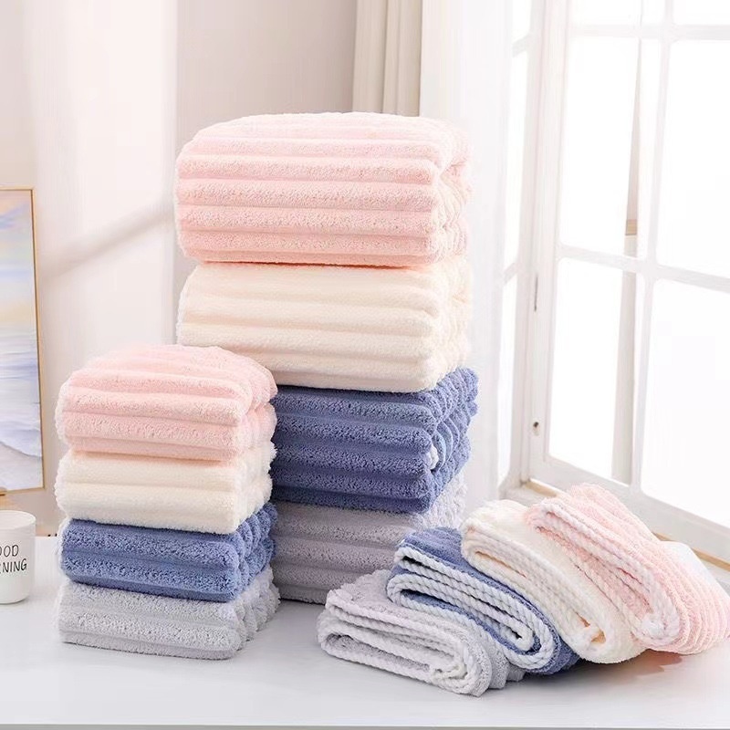 Lillian Candy Stripe Coral Fleece Face Absorbent Quick-Dry Non-Shedding High-End Bath Towel For Men And Women_voghion.com
