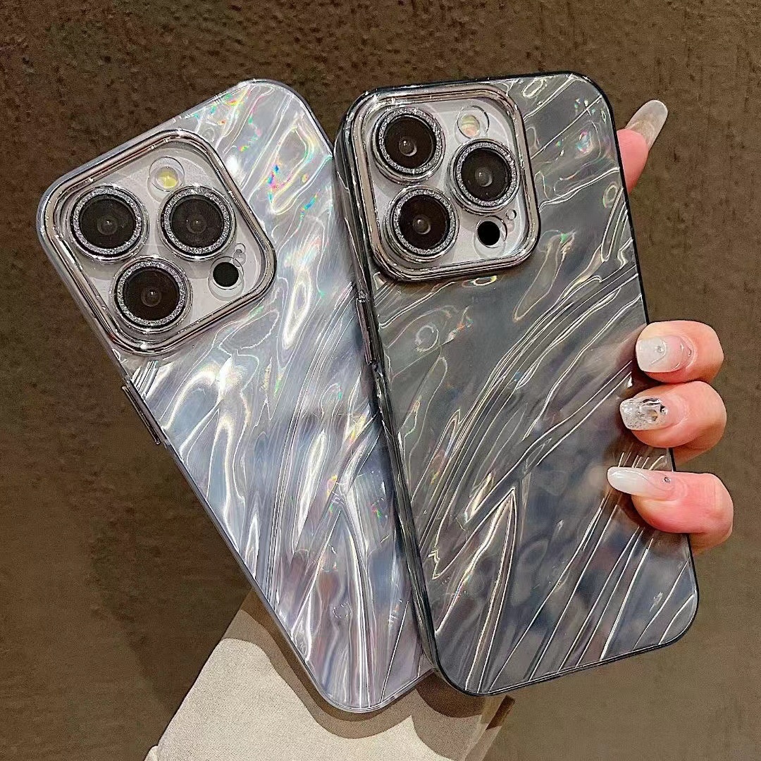 TechGlobe TechGlobe Water Ripple Glitter Lens Film Compatible With IPhone 15 14 Pro Max Phone Case 13/14 12 For Women Shiny_voghion.com