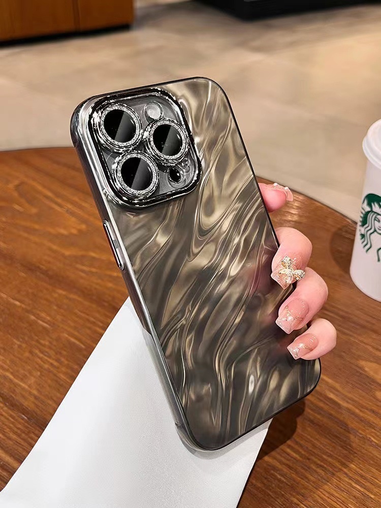 TechGlobe TechGlobe Water Ripple Glitter Lens Film Compatible With IPhone 15 14 Pro Max Phone Case 13/14 12 For Women Shiny_voghion.com