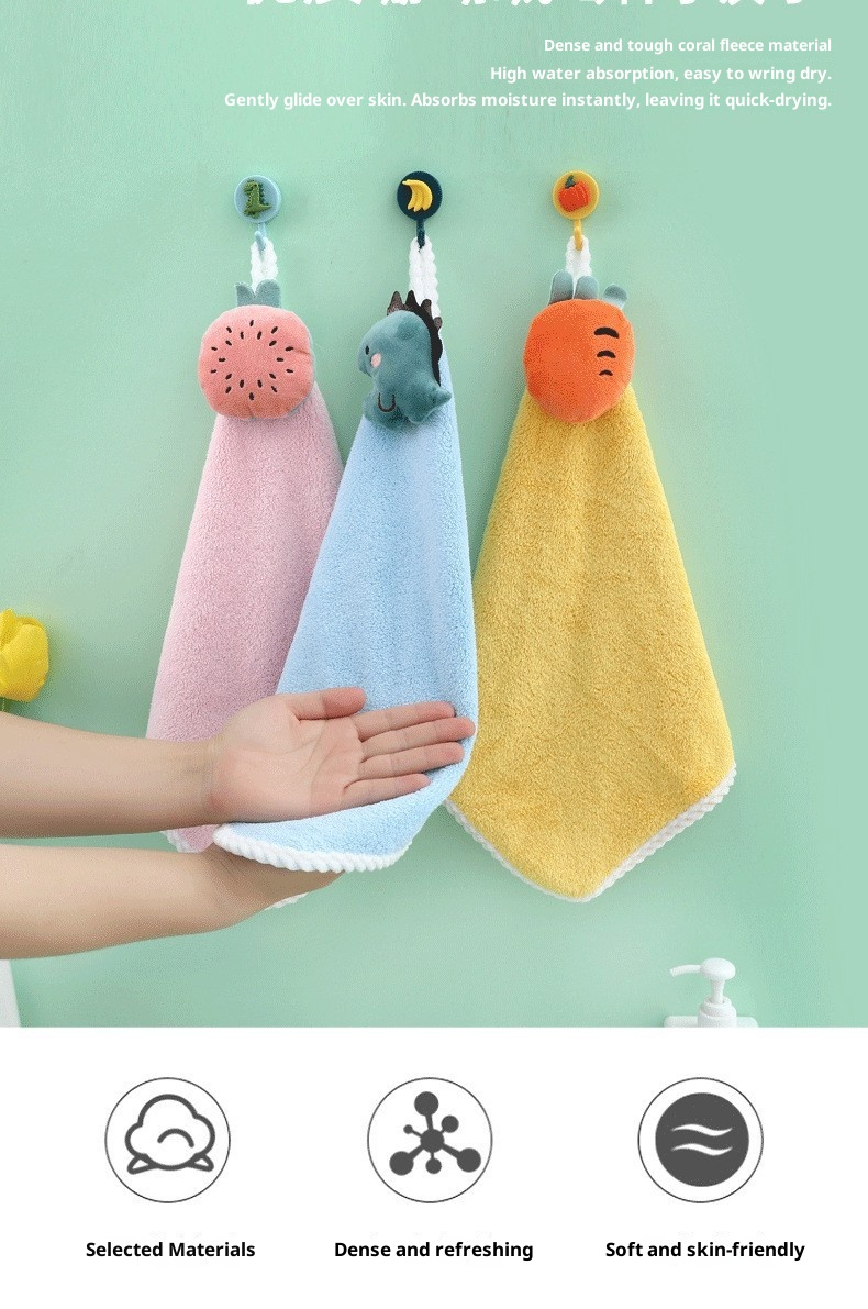 Lillian Korallenvlies-Handtuch, saugfähig, Geschenk für Kindergartenkinder, fusselt nicht, Badehandtuch zum Aufhängen_voghion.com