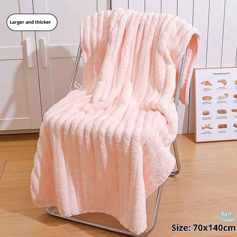 Lillian Candy Stripe Coral Fleece Face Absorbent Quick-Dry Non-Shedding High-End Bath Towel For Men And Women_voghion.com