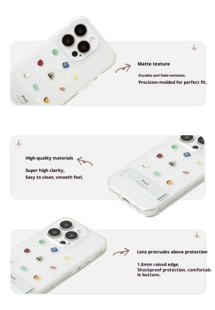 Coque de téléphone TechGlobe Puui Originale compatible avec iPhone 16/15 Pro Max, transparente et mate._voghion.com