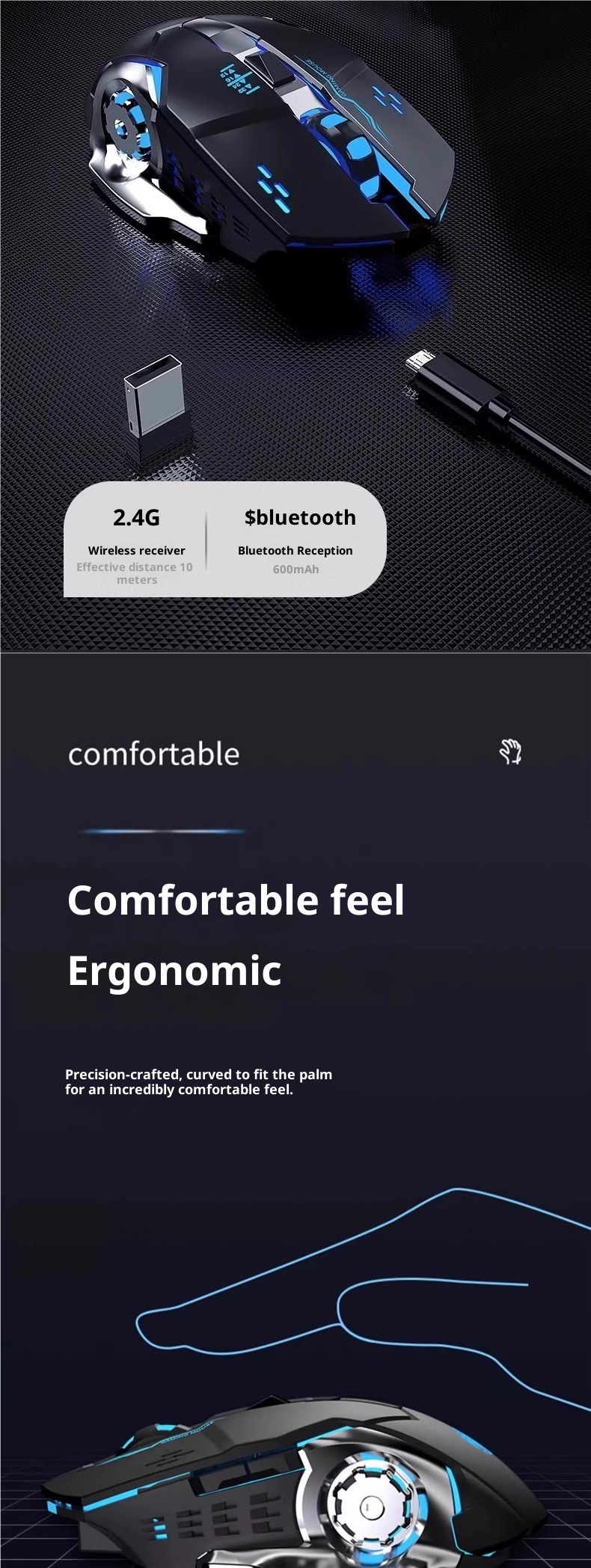 Digitex Digitex Wireless Bluetooth Mechanical Silent Rechargeable Laptop Desktop Gaming E-sports Office Mouse_voghion.com