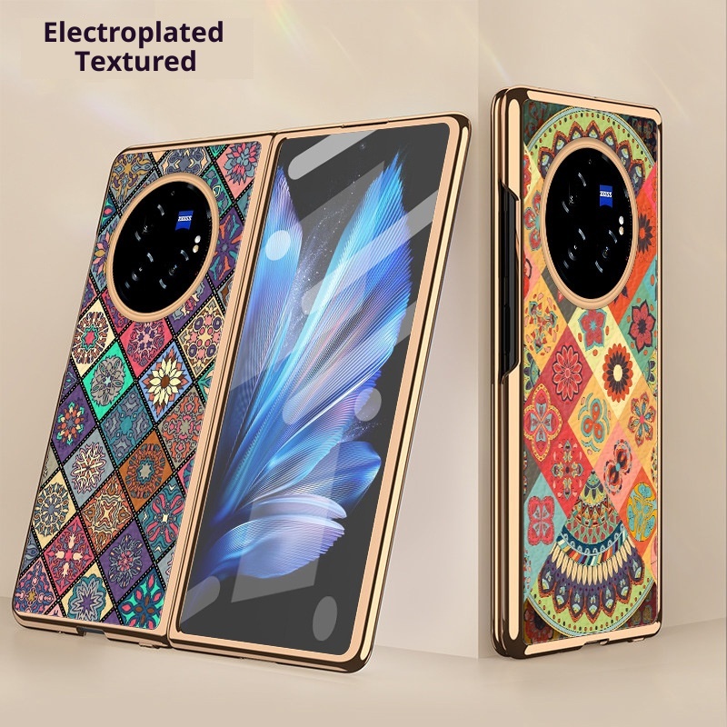 TechGlobe Schutzhülle für Vivo X Fold 3 Pro, galvanisierte Lederstruktur, schlichtes Muster_voghion.com