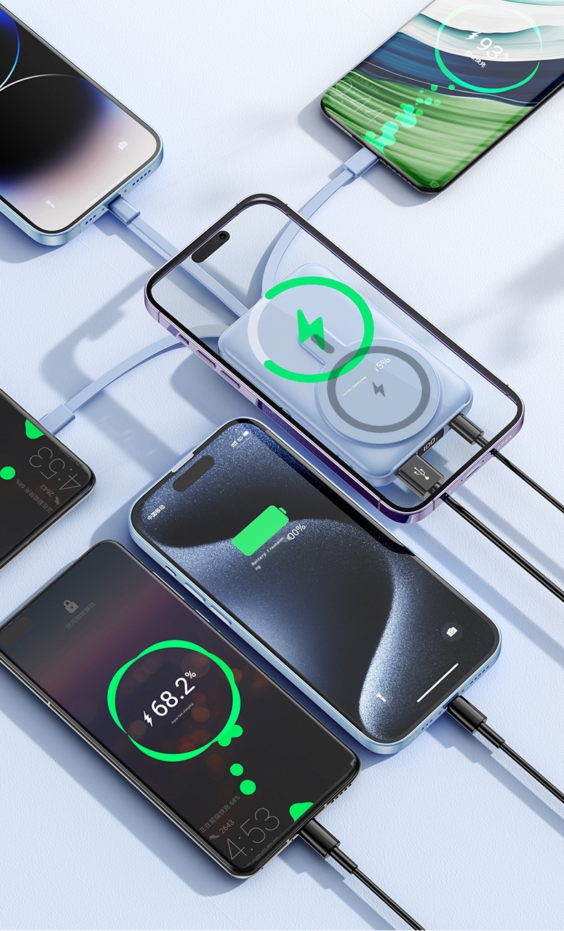 techglobe Wireless Magnetic Power Bank 10000mAh With Built-in Stand Convenient Portable Charger Custom Fast Charging_voghion.com