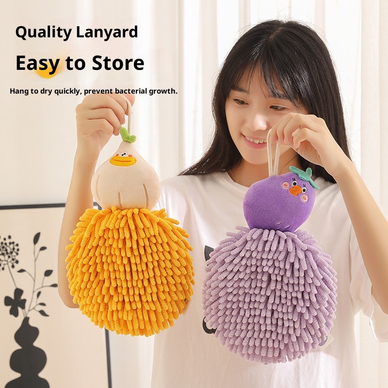 Lillian Chenille Towel For Home Use, Kitchen Supplies, Hanging Multi-Functional Hand Wiping Ball, Absorbent And Quick-Drying_voghion.com