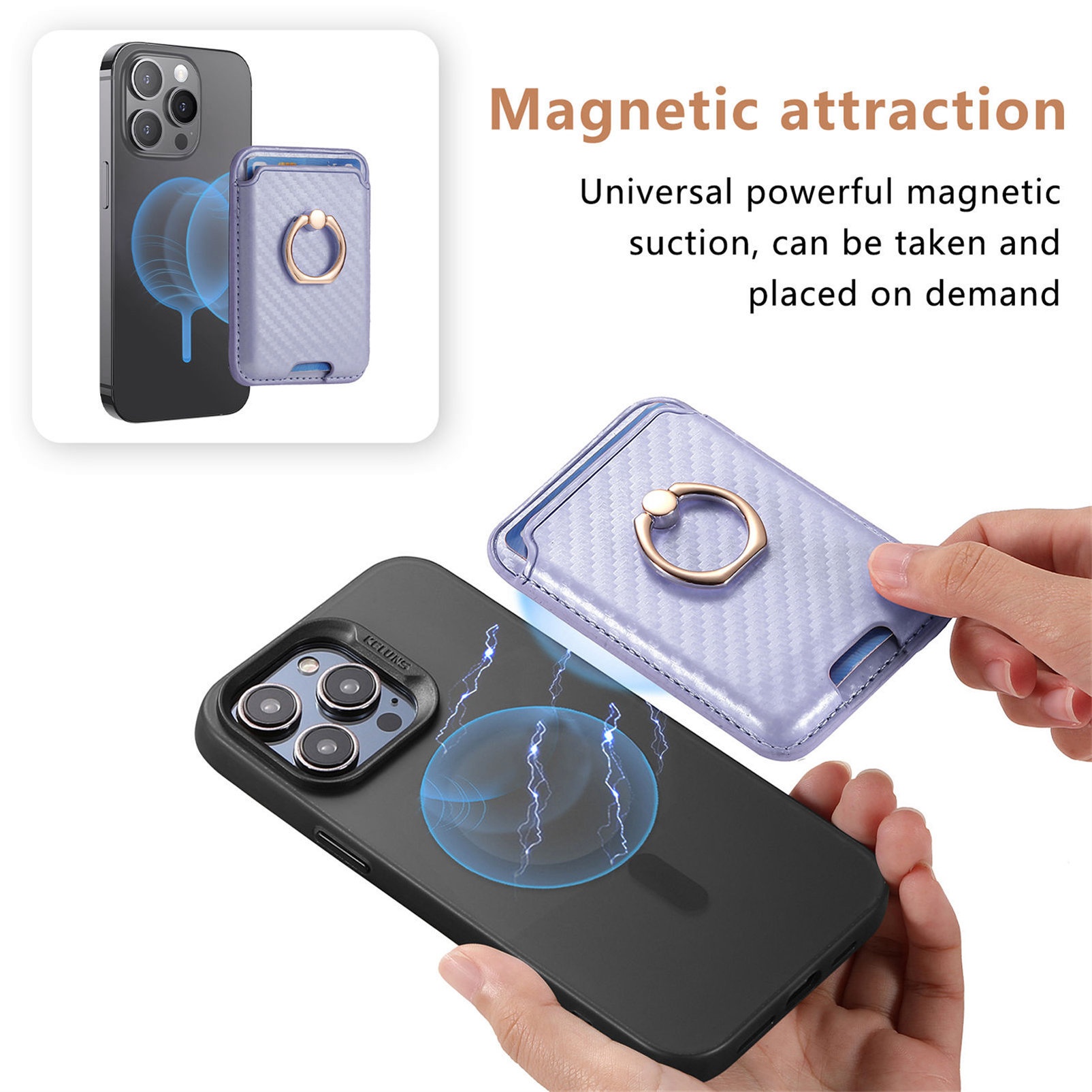 TechGlobe compatibile con 16 porta carte magnetiche in pelle con texture in fibra di carbonio, clip per portafoglio da 14p, 15_voghion.com