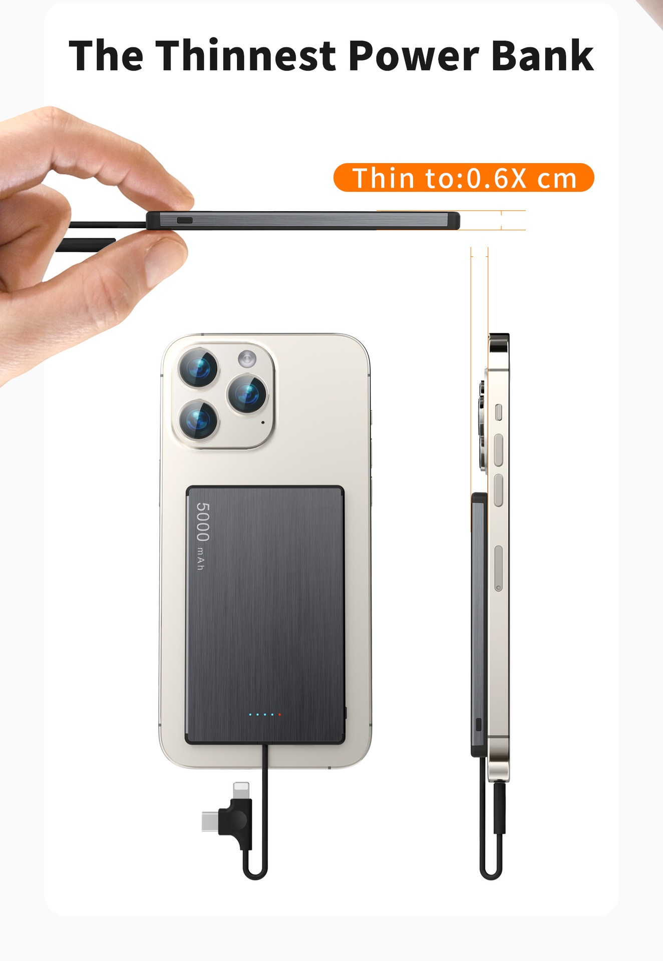 techglobe New Ultra-Thin Magnetic Wireless Power Bank PD20W Two-Way Fast Charging 5000/10000mAh Wholesale_voghion.com