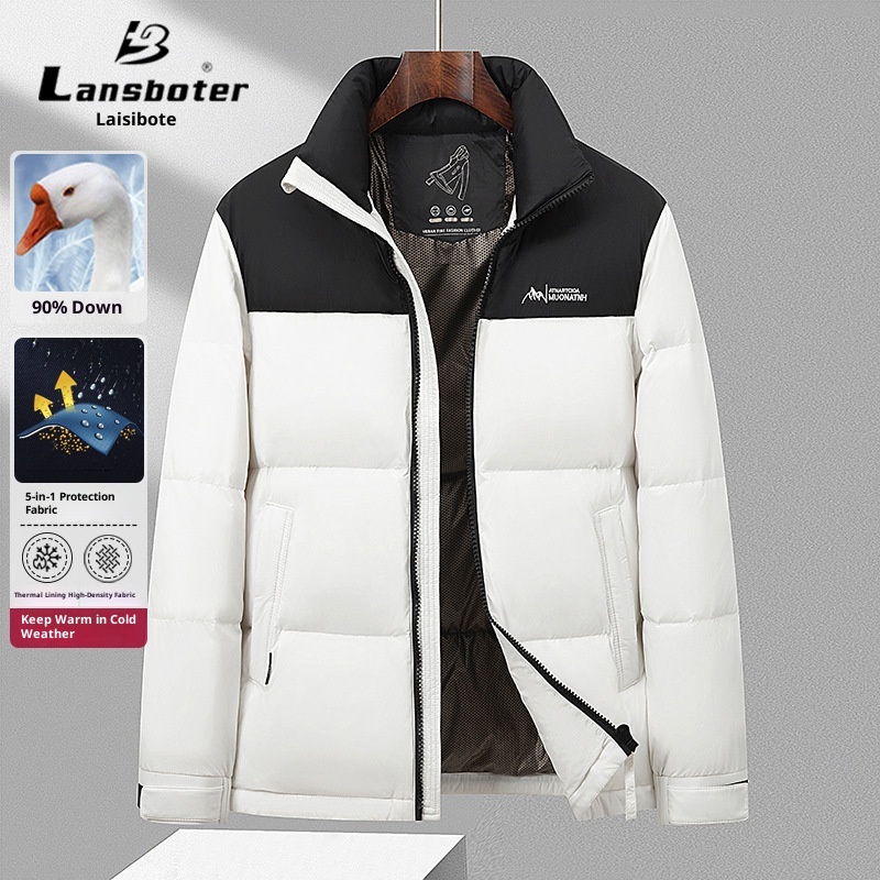 boy Men's Thickened Goose Winter New Color-Block Fashion Short Puffer Youth North Down Jacket Coat_voghion.com