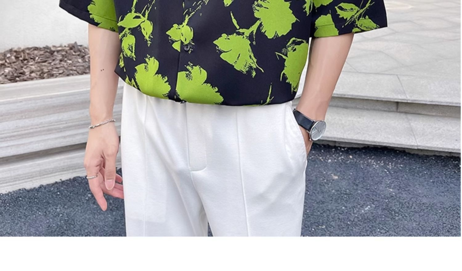 ForMen Light Mature Style Men's Ice Silk Draped Short Sleeve Summer Trendy Loose Cuban Collar Floral Shirt_voghion.com