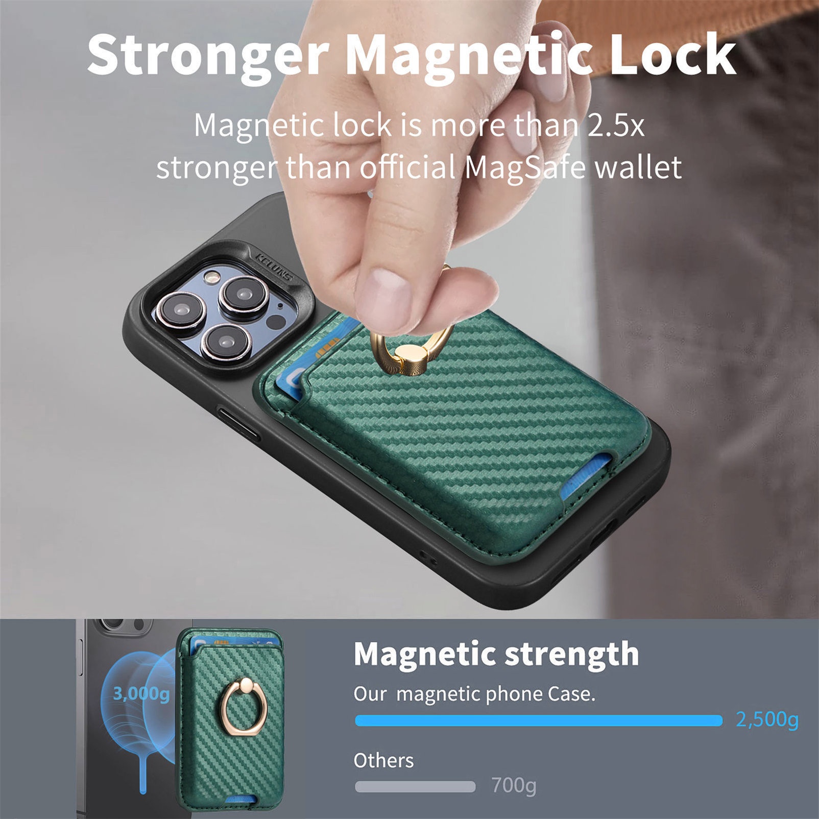 TechGlobe compatibile con 16 porta carte magnetiche in pelle con texture in fibra di carbonio, clip per portafoglio da 14p, 15_voghion.com