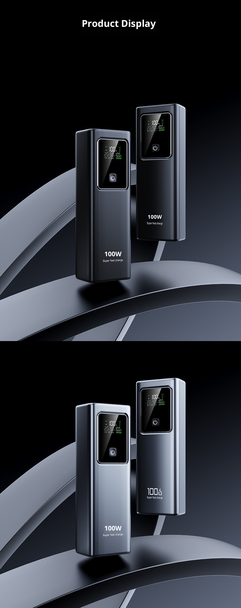 techglobe Power Bank 100W Super Fast Charging 20000mAh Large Capacity Laptop Portable Charger Custom Lithium Battery_voghion.com