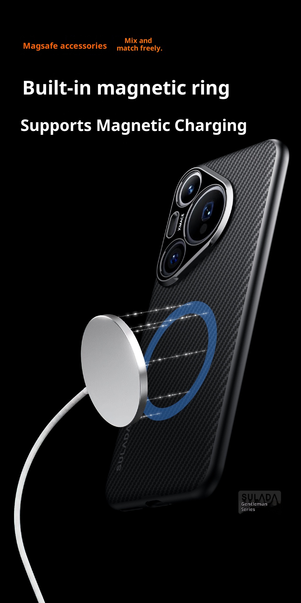 Capa para celular TechGlobe P70 com estampa de fibra de carbono Kevlar, modelo Gentleman, compatível com Huawei Pura70 e P70ultra._voghion.com