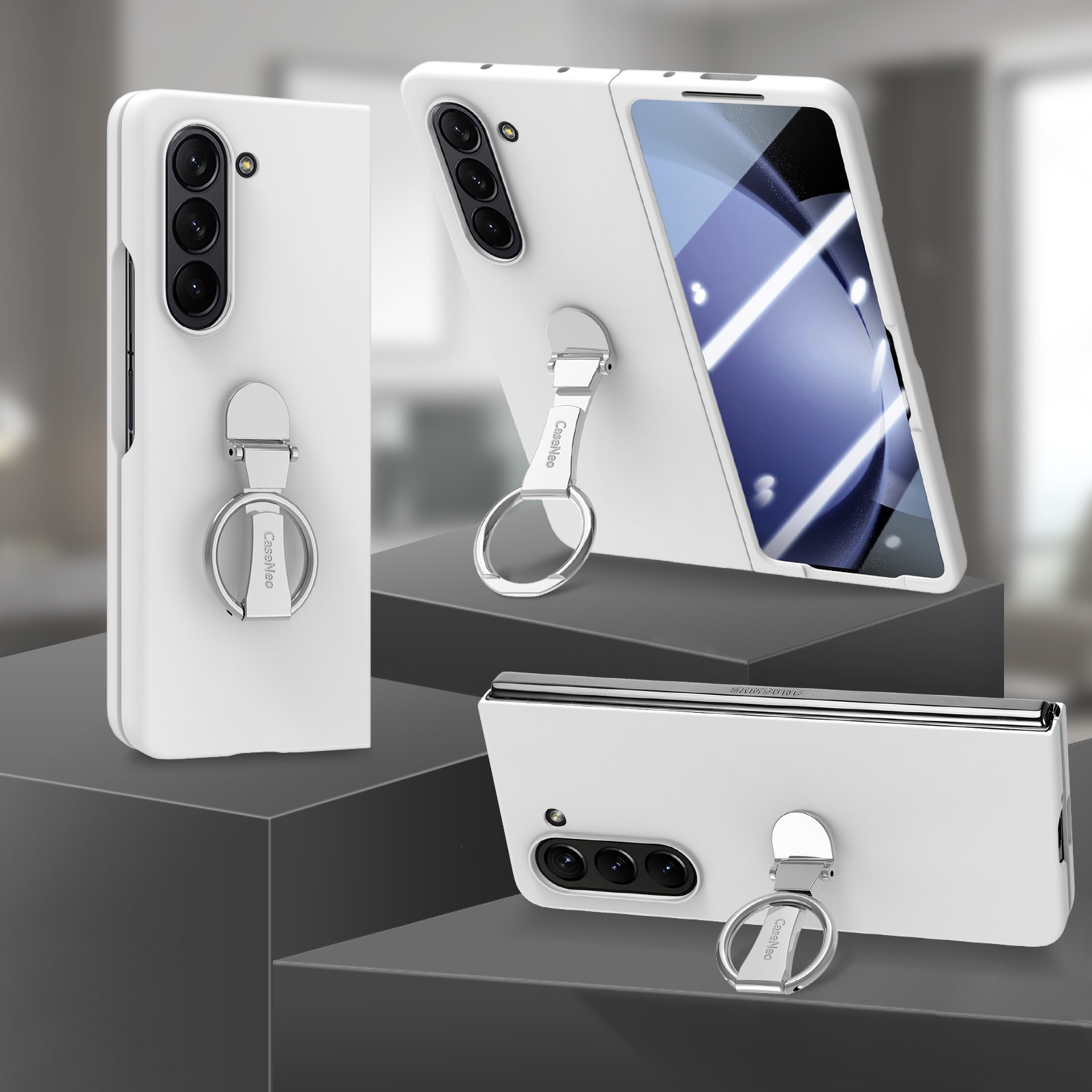 TechGlobe Compatible With Samsung ZFold7 And Screen Protector Integrated Phone Case Exquisite Boxed 360 Multi-Angle Rotating Stand_voghion.com