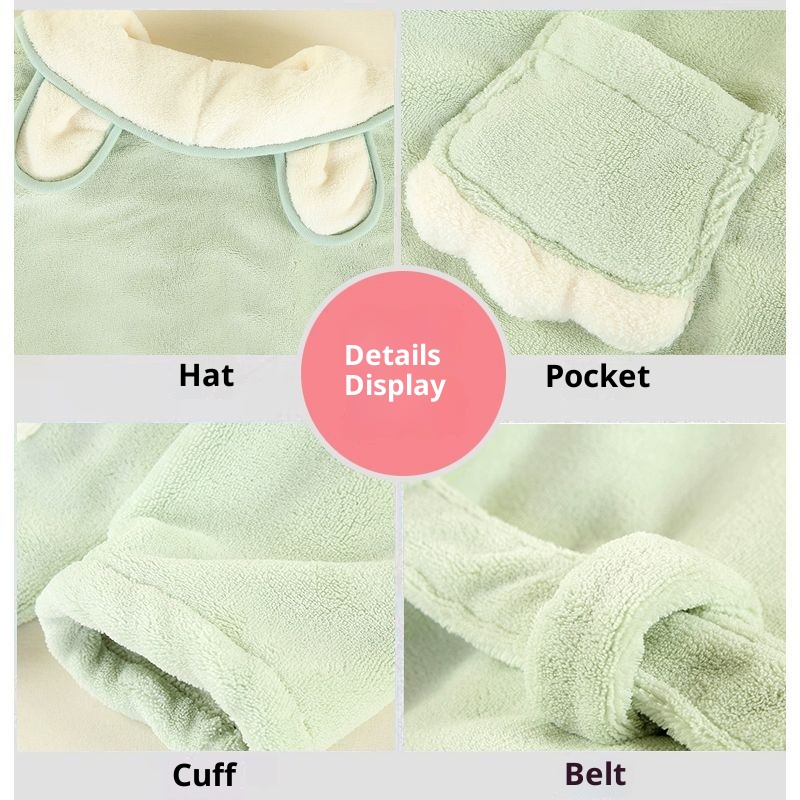 Asciugamano da bagno indossabile per bambini Lillian Cross-Border, assorbente, ad asciugatura rapida, caldo per bambini più grandi, elegante colletto rovesciato,_voghion.com