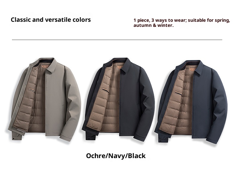 boy Goose 3-in-1 Down 2023 Autumn Winter Turn-Down Collar Cold-Resistant Executive Men's Jacket Business Style_voghion.com
