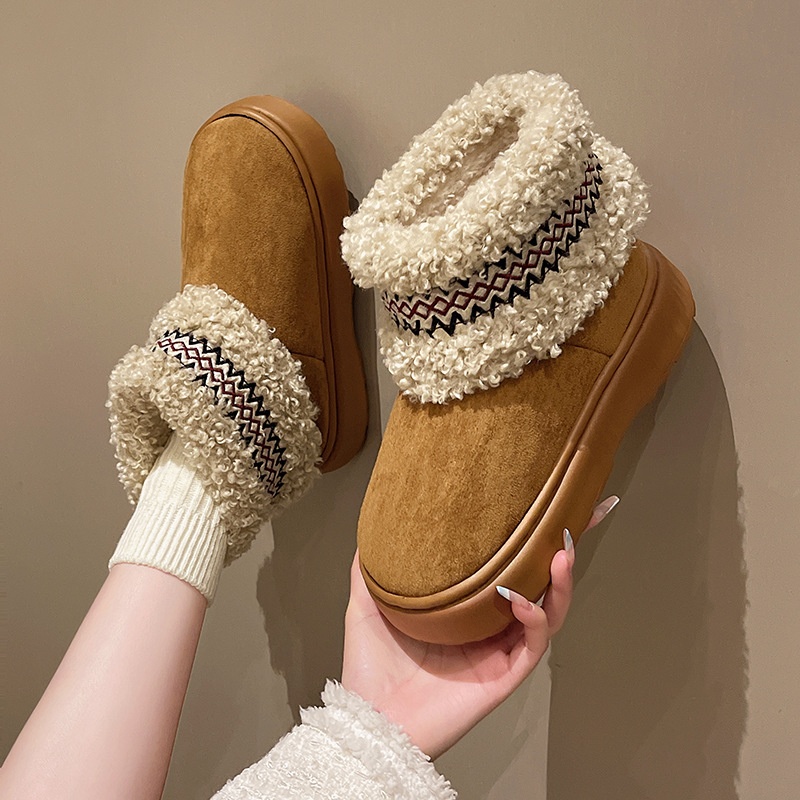 Zees Qidan Shoe Factory Women's Winter Snow Boots Korean Style Fleece-Lined Warm High-Top EVA Thick Sole Non-Slip Heel Cotton_voghion.com