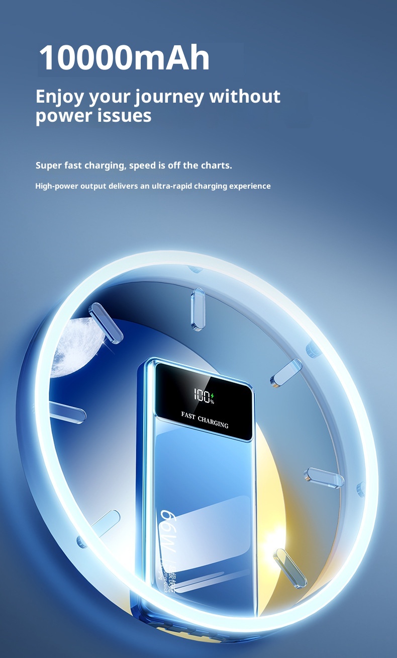 techglobe Cross-Border New Model Gift Custom Large Capacity Shared Super 66W Power Bank Fast Charging With Cable_voghion.com