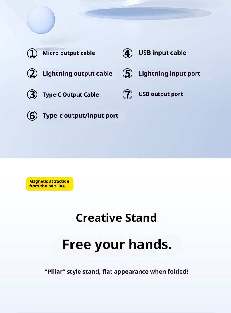 techglobe Wireless Magnetic Power Bank 10000mAh With Built-in Stand Convenient Portable Charger Custom Fast Charging_voghion.com