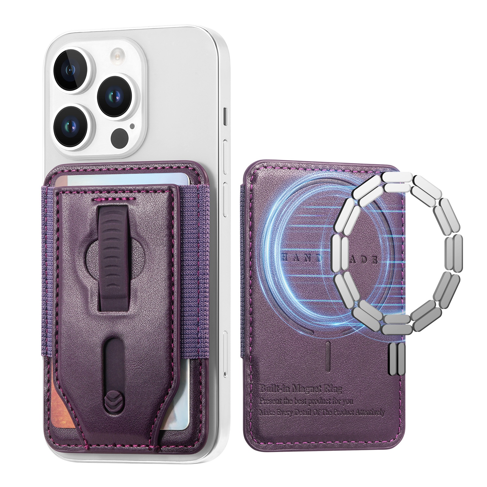 TechGlobe Compatible With IPhone 17 Magnetic Holder Card Hidden Retractable Elastic Wrist Strap N52 Phone Case_voghion.com