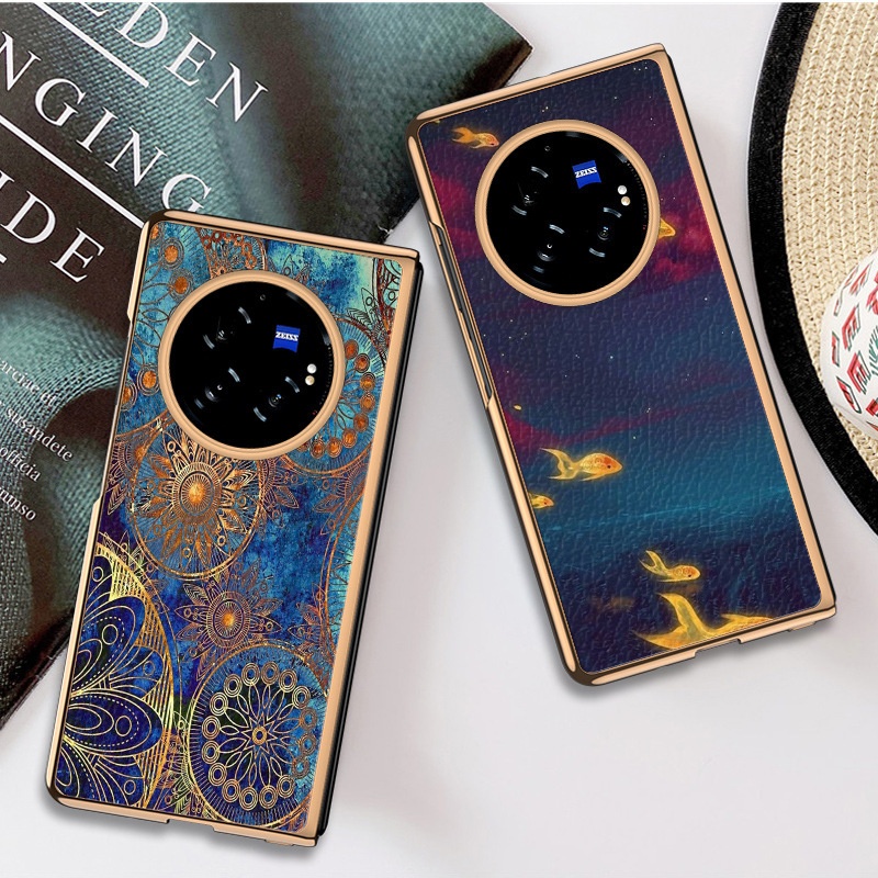 TechGlobe Schutzhülle für Vivo X Fold 3 Pro, galvanisierte Lederstruktur, schlichtes Muster_voghion.com