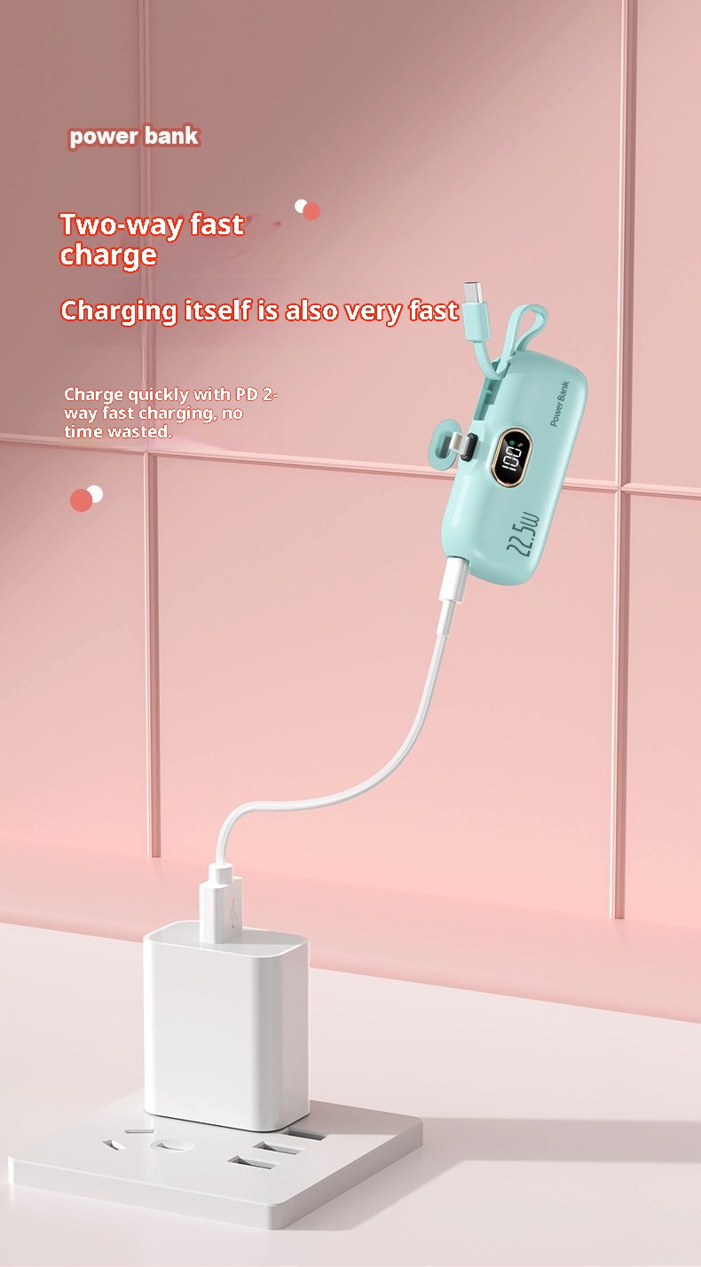 Techglobe Cross-Border KC Mini Capsule Bank 5000mAh 22,5W Ricarica rapida Compatto Alimentatore portatile mobile LG stampato_voghion.com