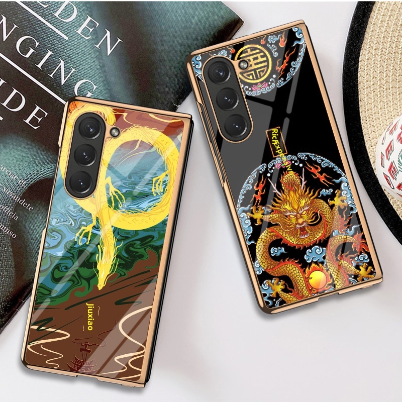 TechGlobe Suitable For Samsung Z 6 Phone W24 Electroplated Glass Protective Cover Fold 3/4 Hard Case Creative National Trend_voghion.com