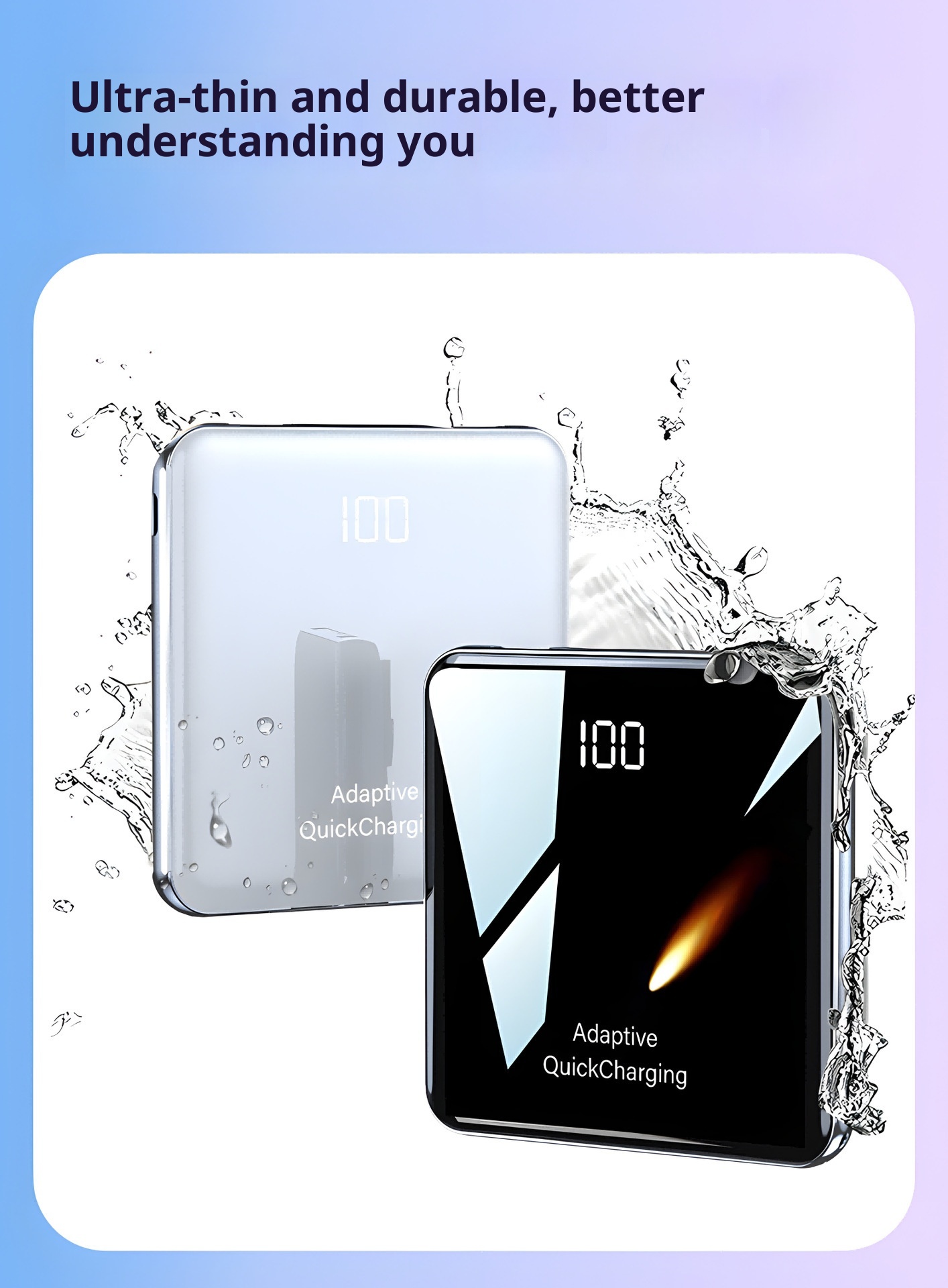 techglobe 3C Certified Mini Built-in Cable 20000mAh Ultra-Thin Bank Fast Charging Mobile Power High-End Gift Custom_voghion.com