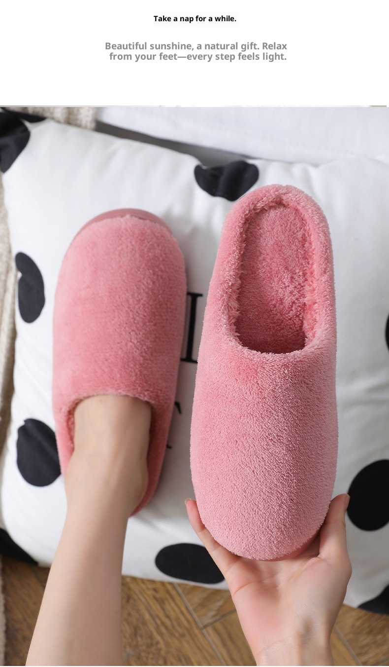 Zees Autumn Winter Women's Cotton Couple Cartoon Home Thick Sole Korean Style Warm Maternity Shoes Non-Slip Men's Wool_voghion.com