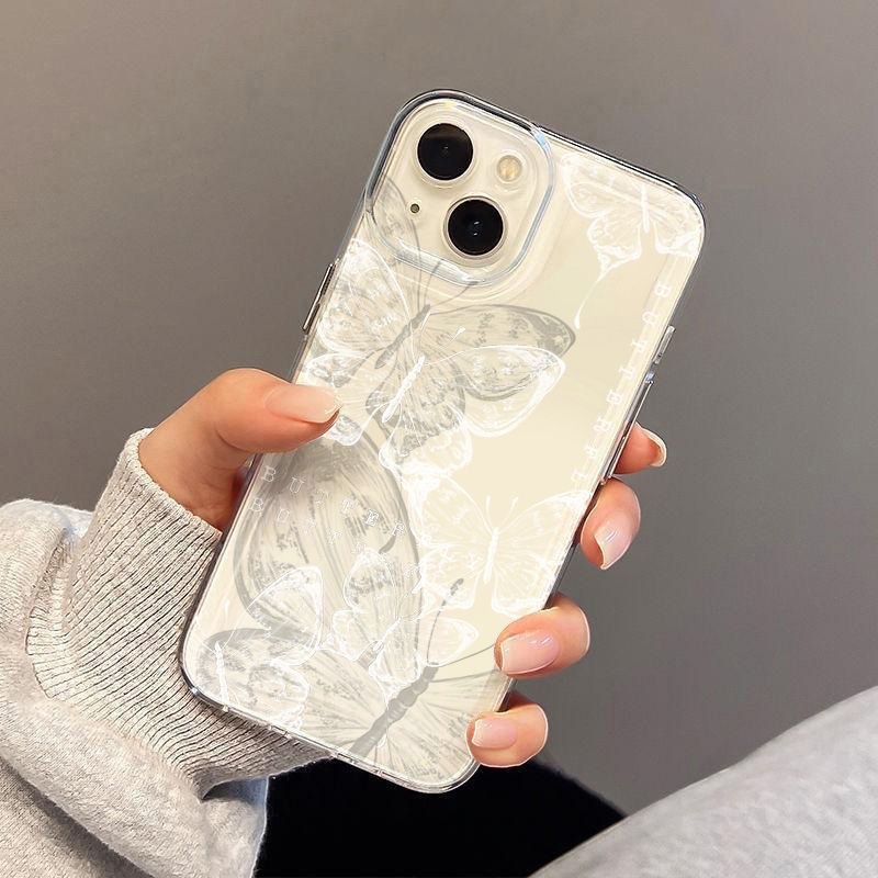 TechGlobe Ink Butterfly Hülle für iPhone 15 Max, 14 Pro, 13, 12, 11, XS, XR (Silikon, vollständige Abdeckung)_voghion.com