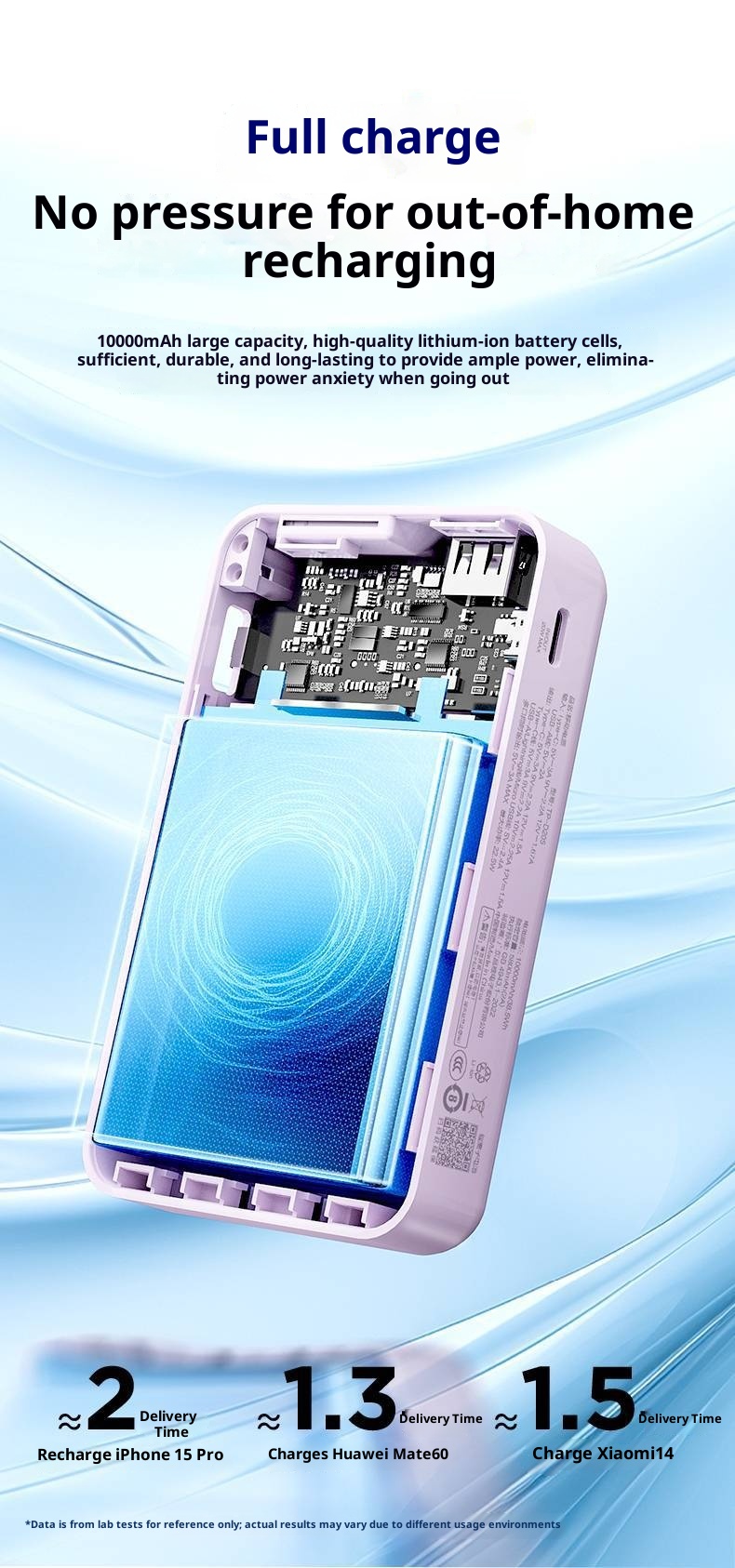 techglobe Pinsheng Bank 10000mAh Mini-Powerbank mit integriertem Kabel, 3C-zertifiziert, Schnellladefunktion_voghion.com