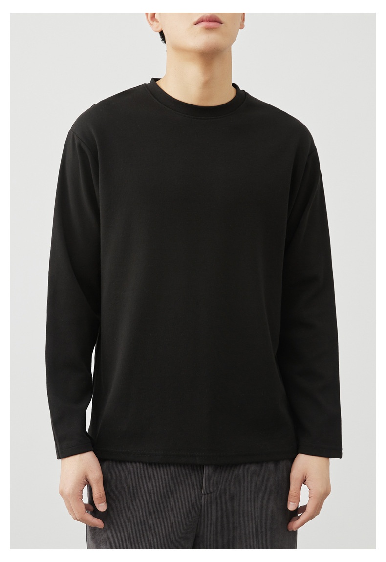 QFV507045555501<2 T-shirt a maniche lunghe da uomo in cotone peruviano pettinato 260 g, primavera estate 2025, nuova maglietta da uomo con strato interno in tinta unita_voghion.com