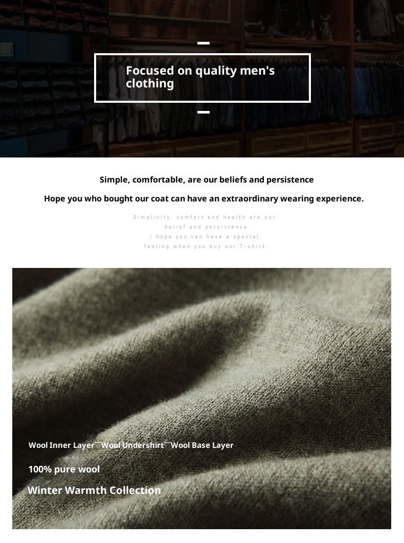 boy Boy Boy Boy 100% Pure 2025 Autumn Winter New Men's High Collar Non-Cashmere Inner Layer Merino Wool Sweater_voghion.com